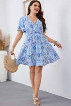 Honey Plus Size Surplice Neck Flutter Sleeve Dress - LoveNest Treasures