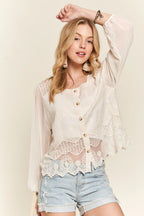 ADORA Button Down Embroidered Blouse - LoveNest Treasures