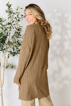 Basic Bae Full Size Ribbed Round Neck Long Sleeve Slit Top - LoveNest Treasures