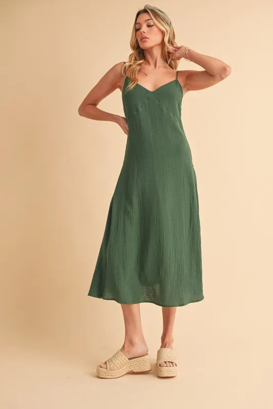 Aemi+Co Side Button Midi Cami Dress - LoveNest Treasures
