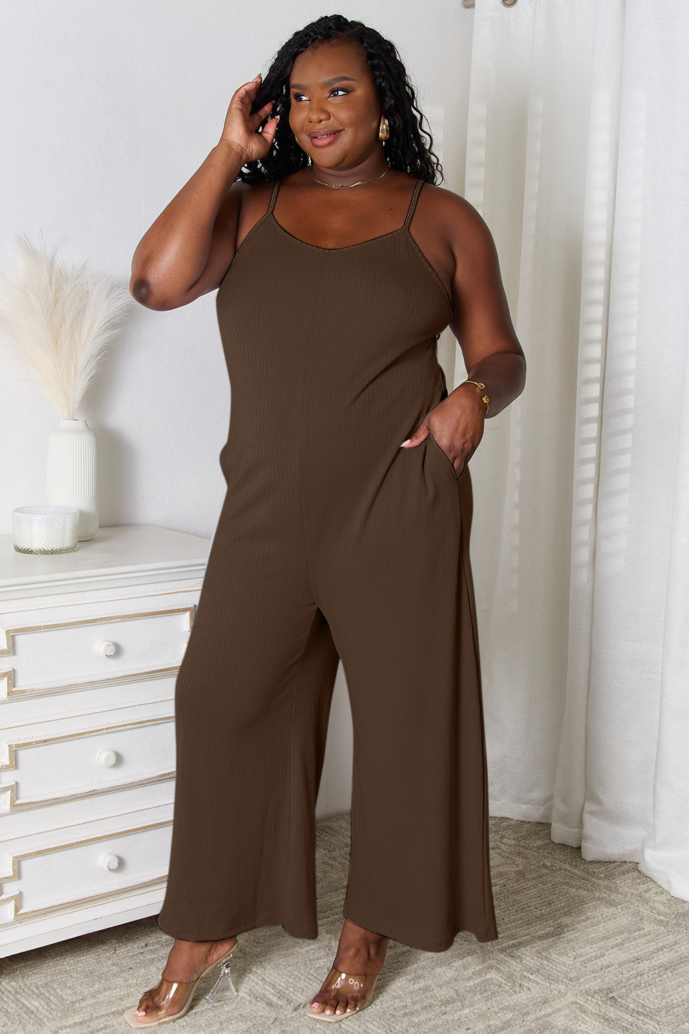 Basic Bae Full Size Spaghetti Strap V-Neck Jumpsuit - LoveNest Treasures