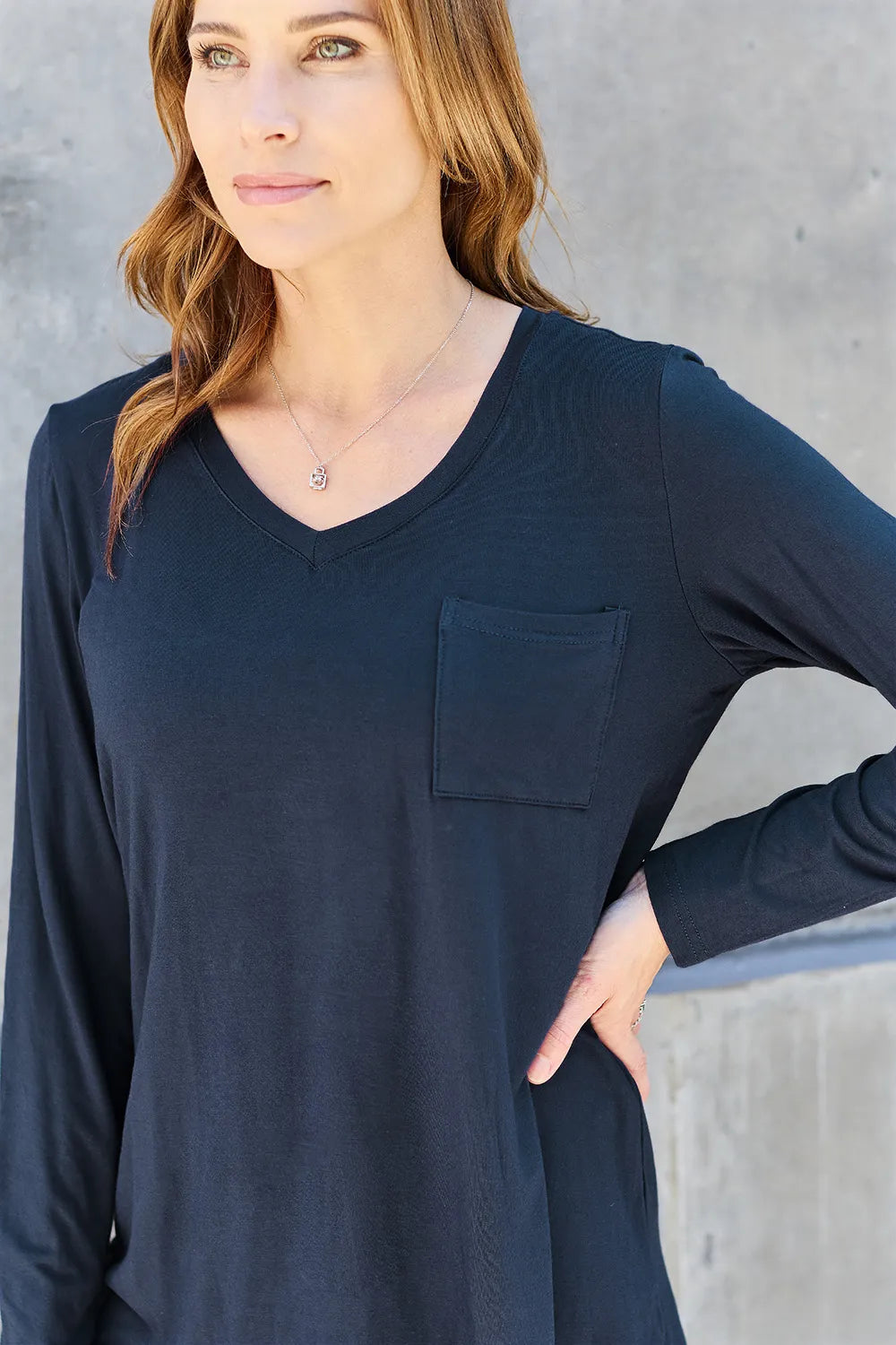 Basic Bae Full Size V-Neck Long Sleeve Top - LoveNest Treasures