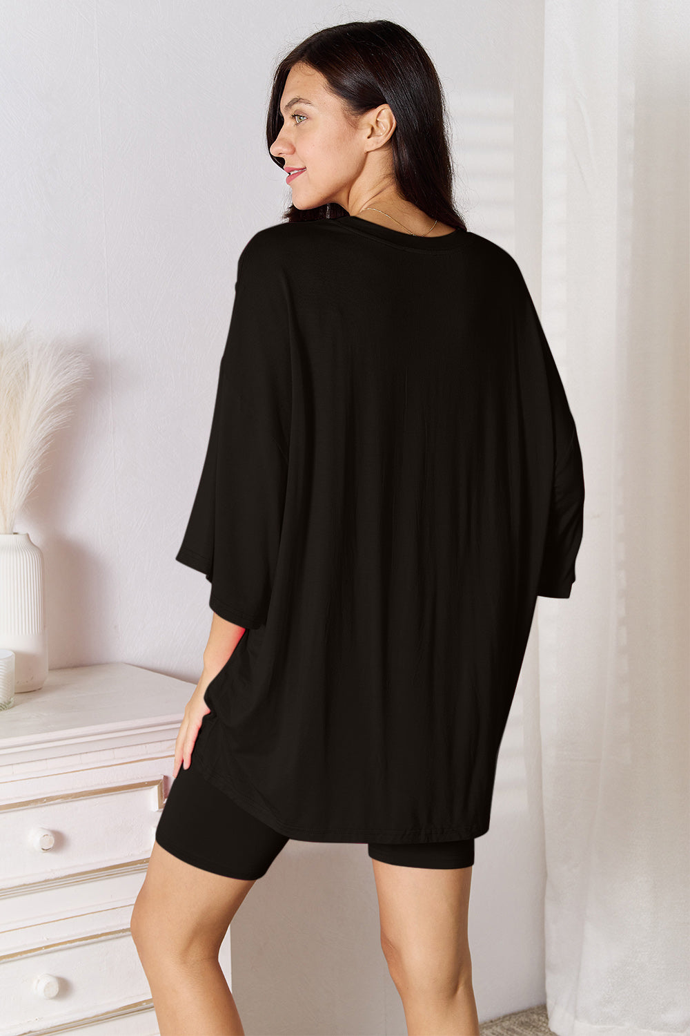 Basic Bae Full Size Soft Rayon Three-Quarter Sleeve Top and Shorts Set - LoveNest Treasures