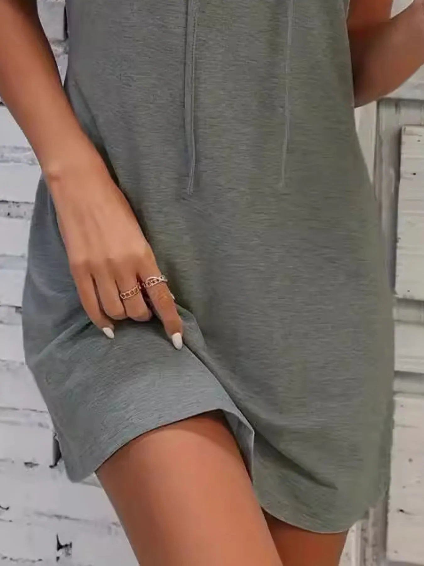 Full Size Drawstring Casual Sleeveless Hooded Mini Dress Plus Size - LoveNest Treasures