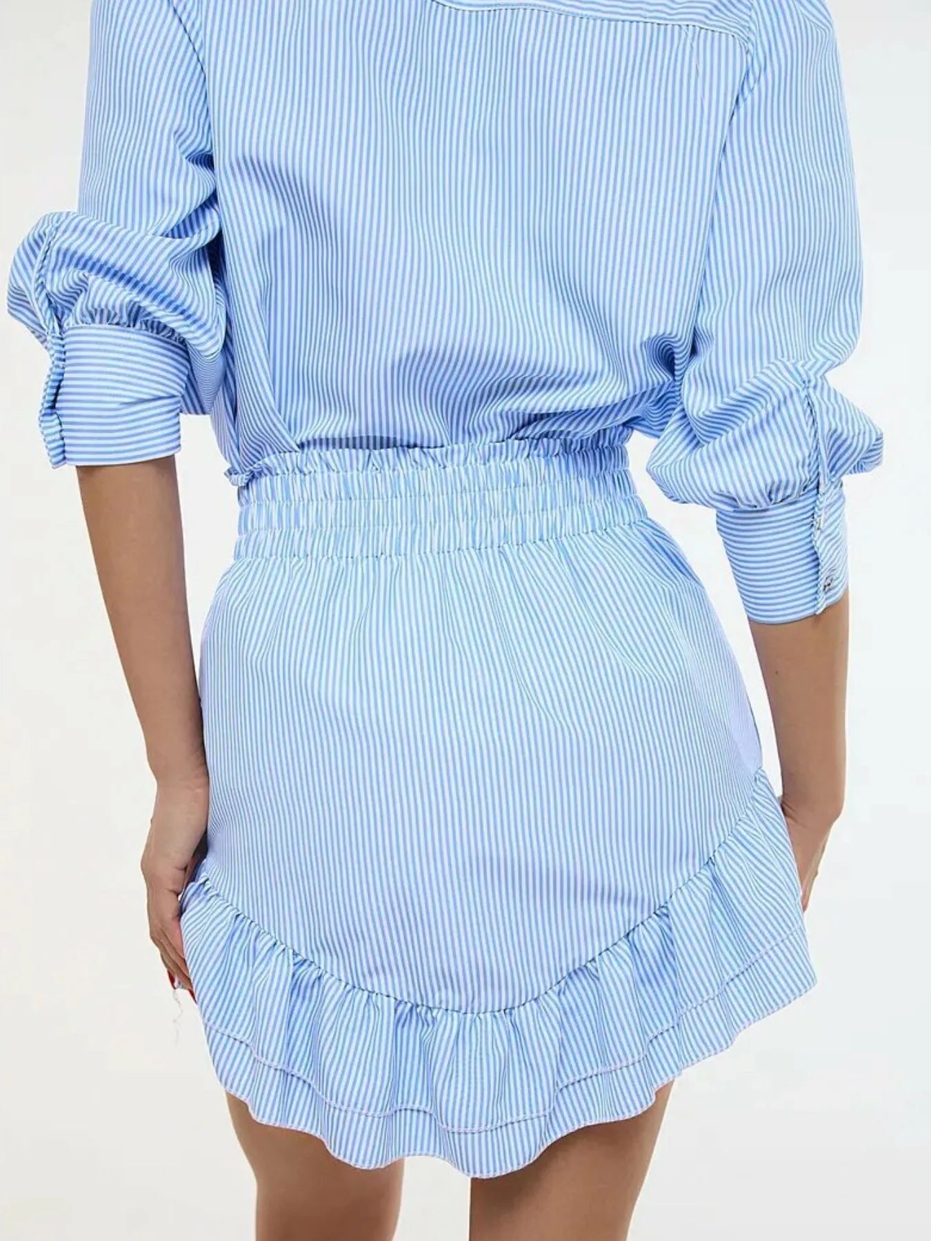 Striped Shirt and Skirt Set with Ruffle Details - LoveNest Treasures