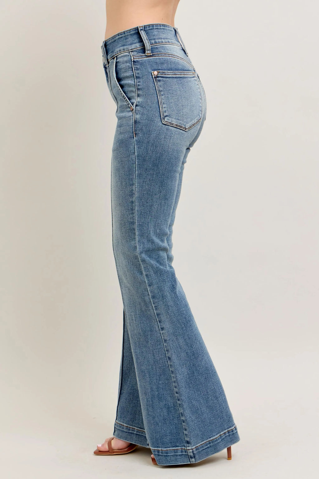Judy Blue Full Size High-Waist Flare Denim Jeans with Front Seam Detail Plus Size - LoveNest Treasures
