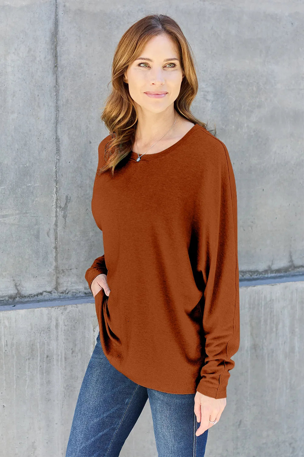 Double Take Full Size Round Neck Long Sleeve T-Shirt - LoveNest Treasures