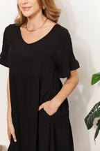 Mandy V-Neck Flounce Sleeve Tiered Dress - LoveNest Treasures