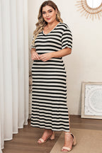 Plus Size V-Neck Side Slit Maxi Dress - LoveNest Treasures