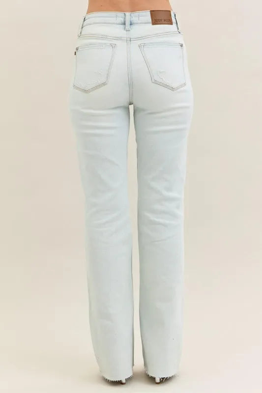 Judy Blue Full Size Destroy & Fray Hem Bootcut Jeans Plus Size - LoveNest Treasures