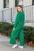 Double Take Full Size Textured Long Sleeve Top and Drawstring Pants Set - LoveNest Treasures