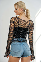 ADORA Beads Accent Crochet Top - LoveNest Treasures