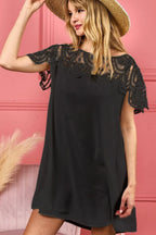 BiBi Crochet Lace Yoke Detailed Wrinkled Dress - LoveNest Treasures