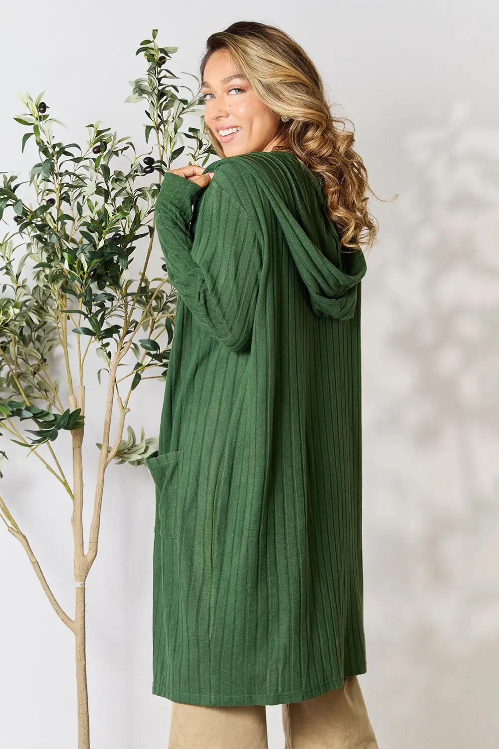 Basic Bae Full Size Hooded Sweater Cardigan - LoveNest Treasures