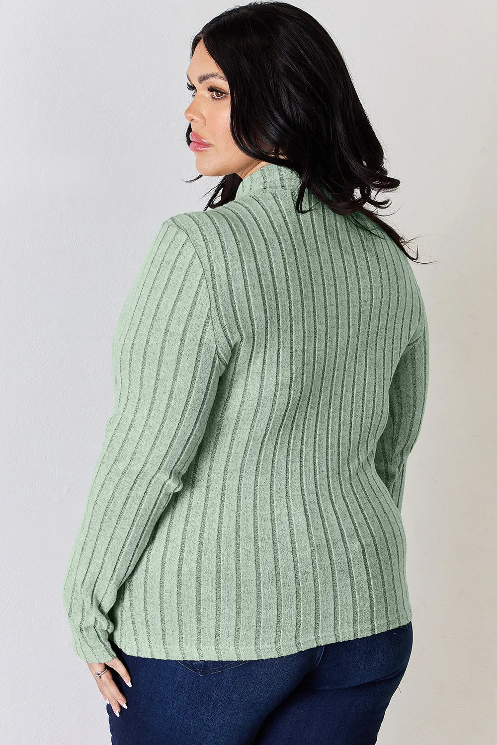 Basic Bae Full Size Ribbed Mock Neck Long Sleeve T-Shirt - LoveNest Treasures