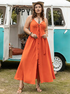 Plus Size Halter Neck Midi Dress - LoveNest Treasures