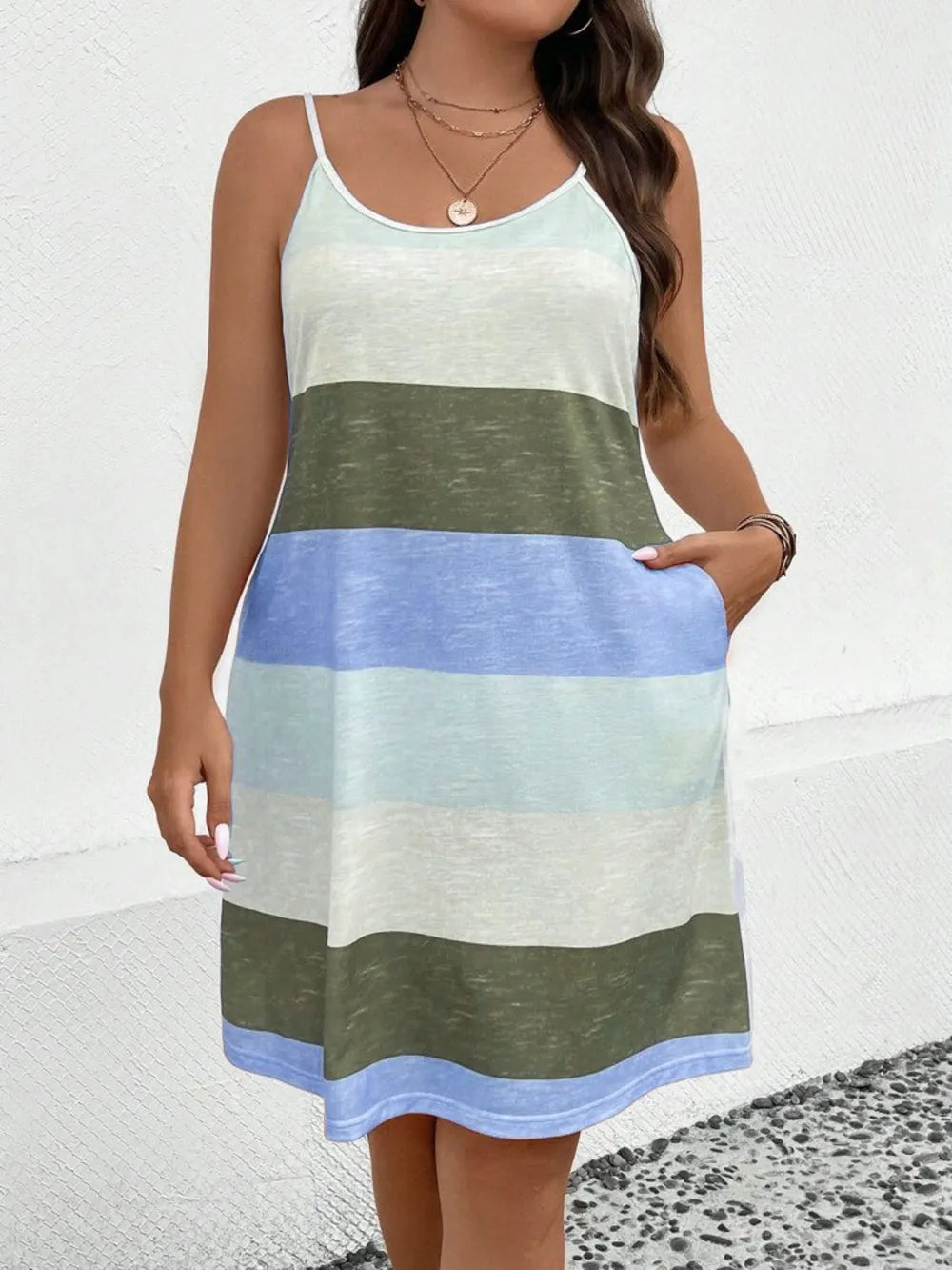 Plus Size Color Block Scoop Neck Mini Dress - LoveNest Treasures
