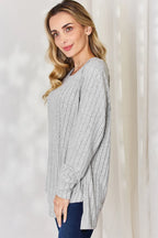 Basic Bae Full Size Ribbed Round Neck Slit T-Shirt - LoveNest Treasures