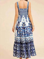 Full Size Printed Sweetheart Neck Maxi Cami Dress Plus Size - LoveNest Treasures
