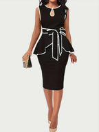 Plus Size Cutout Contrast Sleeveless Dress - LoveNest Treasures