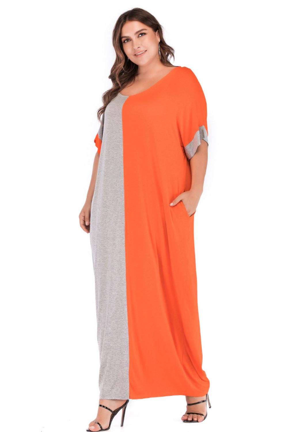 Plus Size Color Block Tee Dress with Pockets - LoveNest Treasures