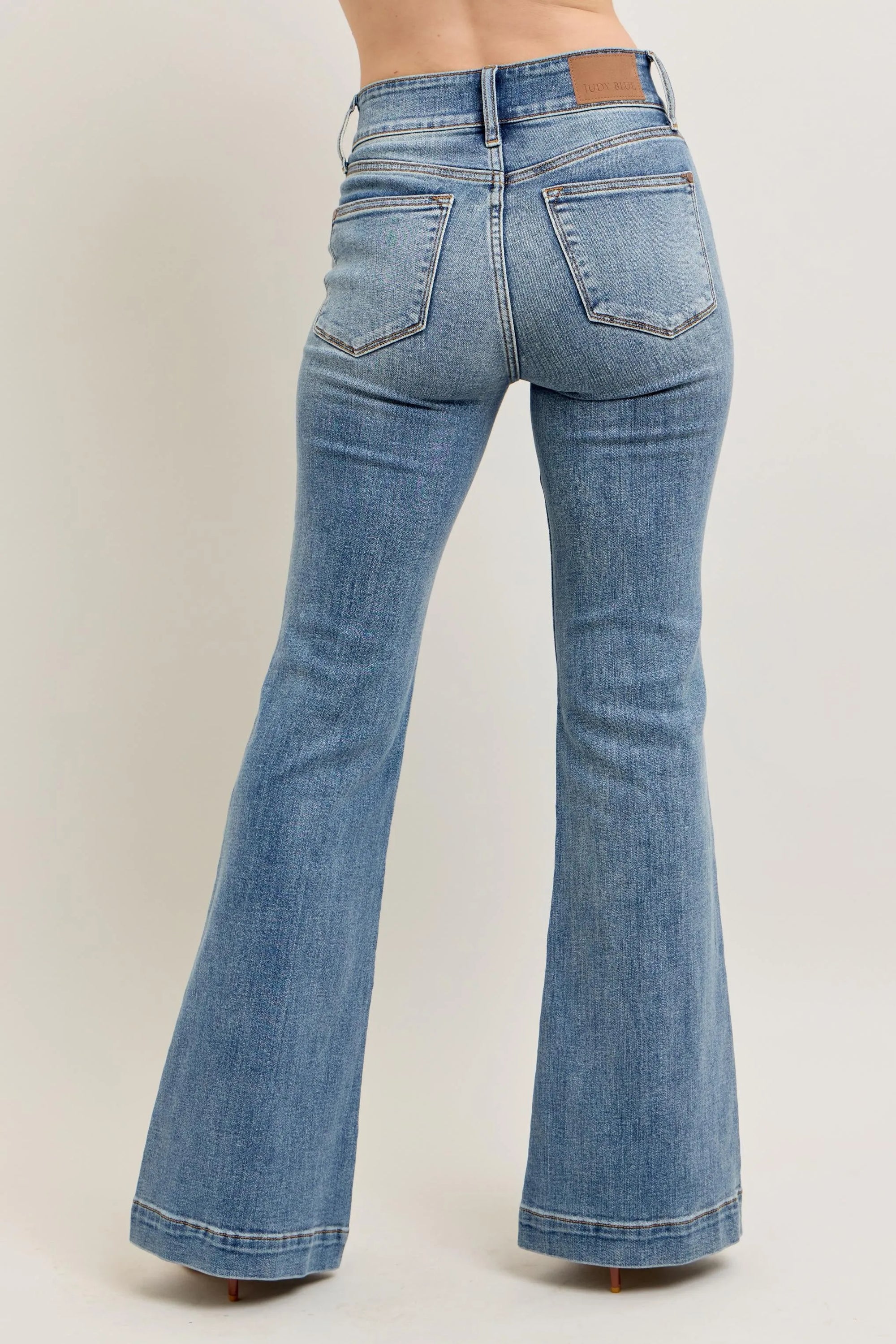 Judy Blue Full Size High-Waist Flare Denim Jeans with Front Seam Detail Plus Size - LoveNest Treasures