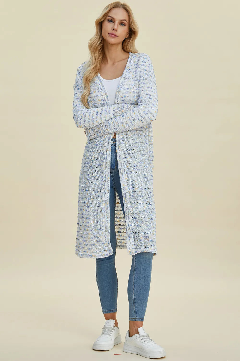 Double Take Full Size Open Front Longline Cardigan - LoveNest Treasures