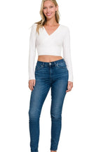 Zenana Ribbed Surplus Waist Band Long Sleeve Top - LoveNest Treasures