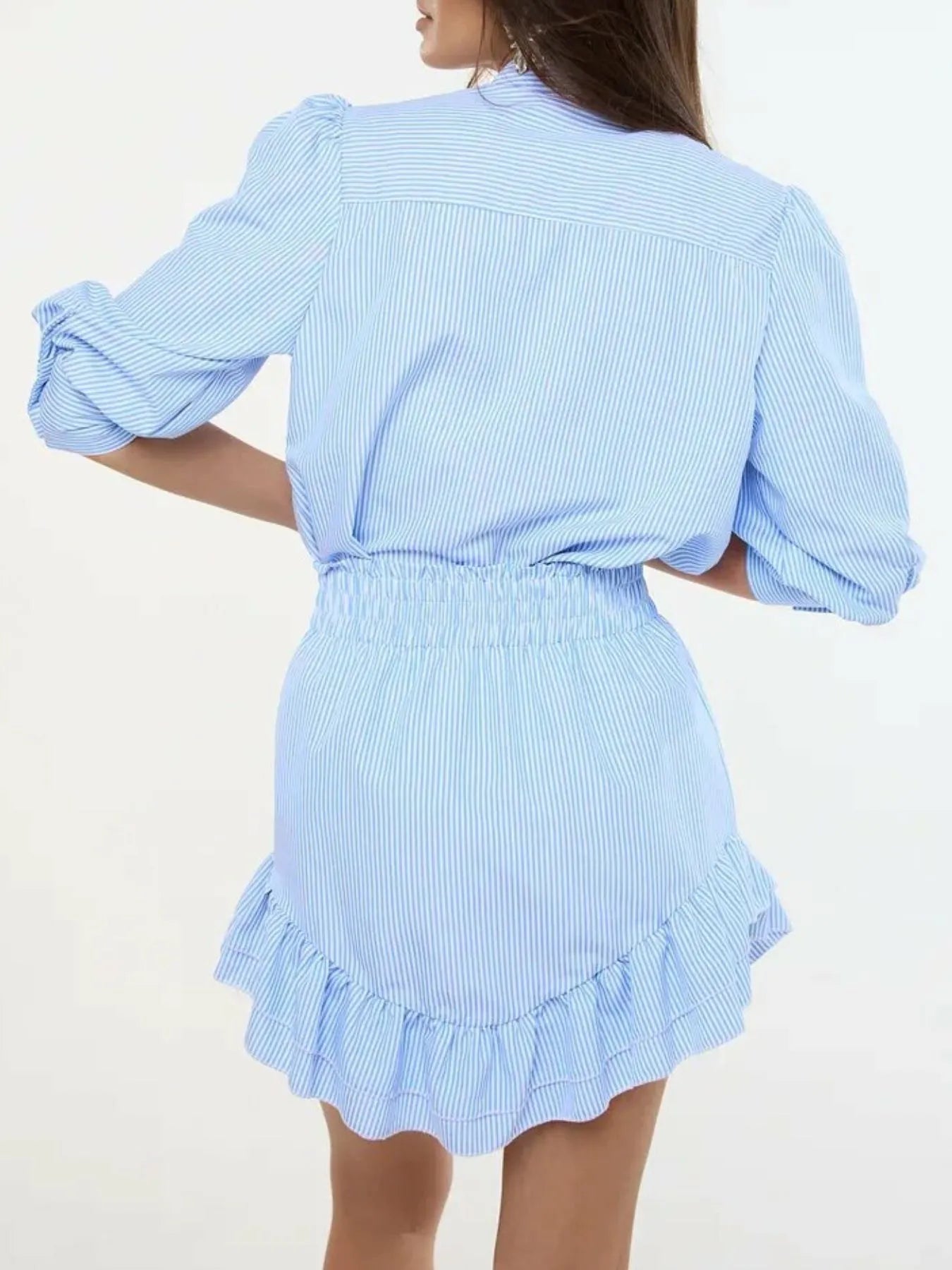 Striped Shirt and Skirt Set with Ruffle Details - LoveNest Treasures