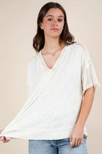 VERY J Full Size Oversized Contrast Knit Comfy Casual Top Plus Size - LoveNest Treasures