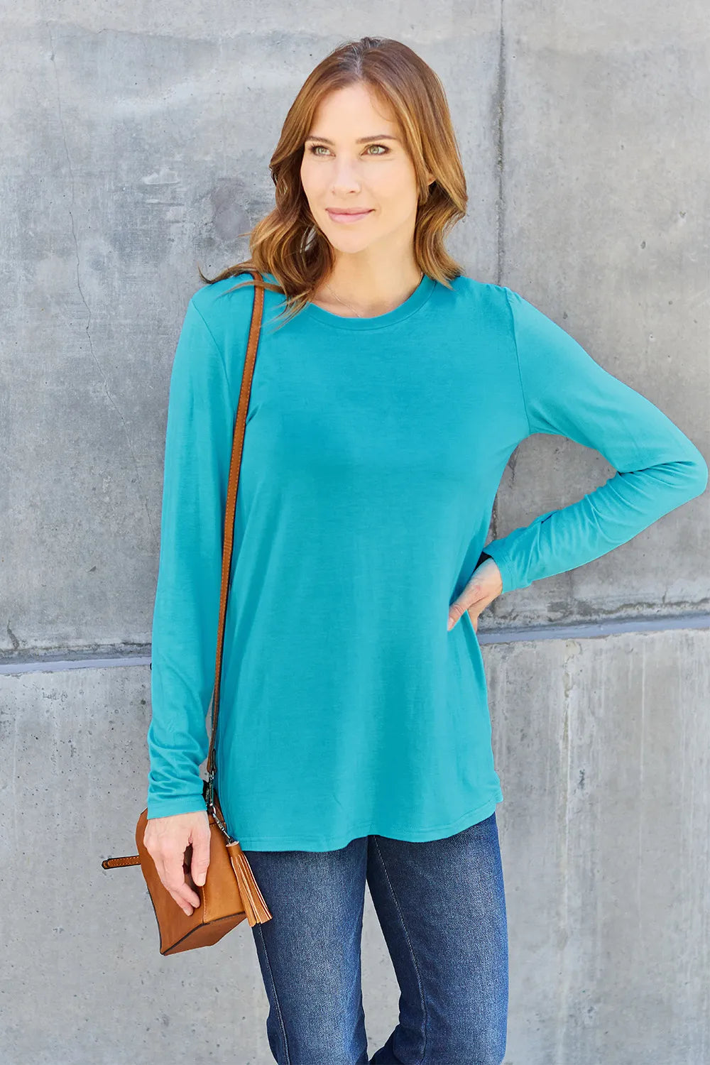 Basic Bae Full Size Round Neck Long Sleeve Top - LoveNest Treasures