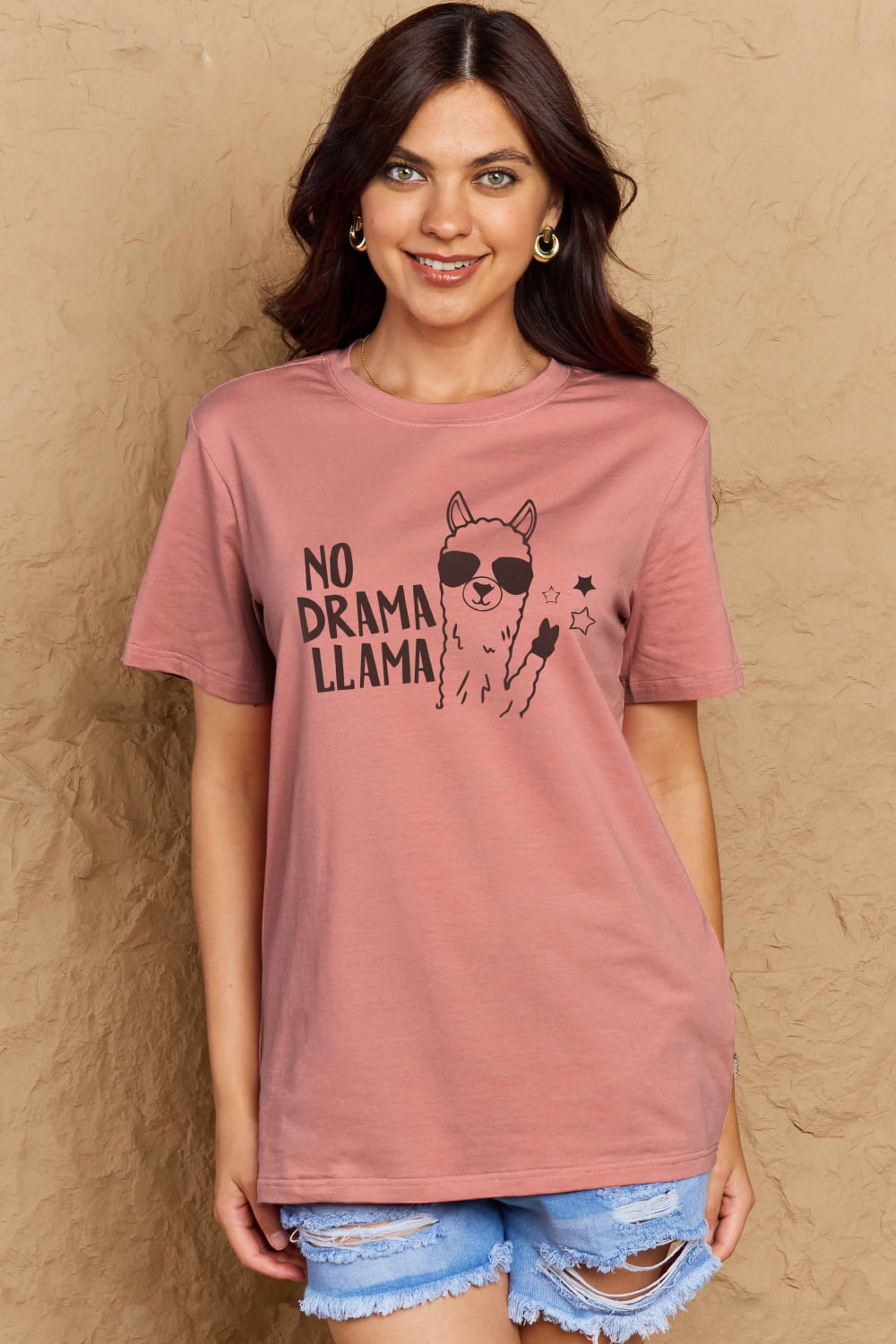 Simply Love Full Size NO DRAMA LLAMA Graphic Cotton Tee - LoveNest Treasures
