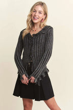 ADORA Distressed Edge Washed Sweater - LoveNest Treasures