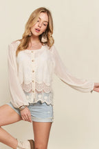 ADORA Button Down Embroidered Blouse - LoveNest Treasures