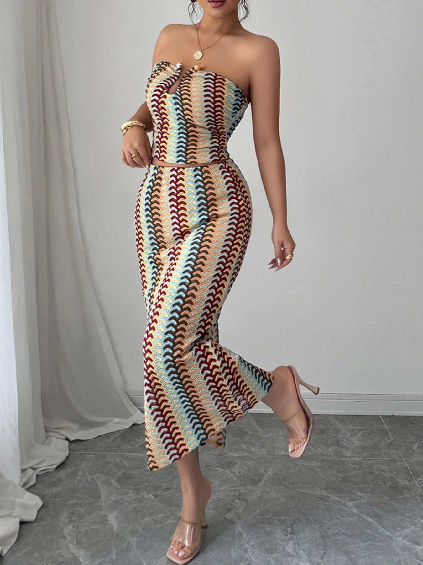 Printed Tube Top and Skirt Set - LoveNest Treasures