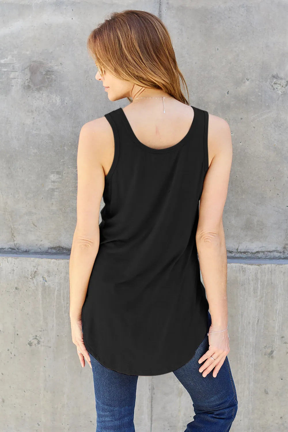 Basic Bae Full Size Round Neck Curved Hem Tank - LoveNest Treasures