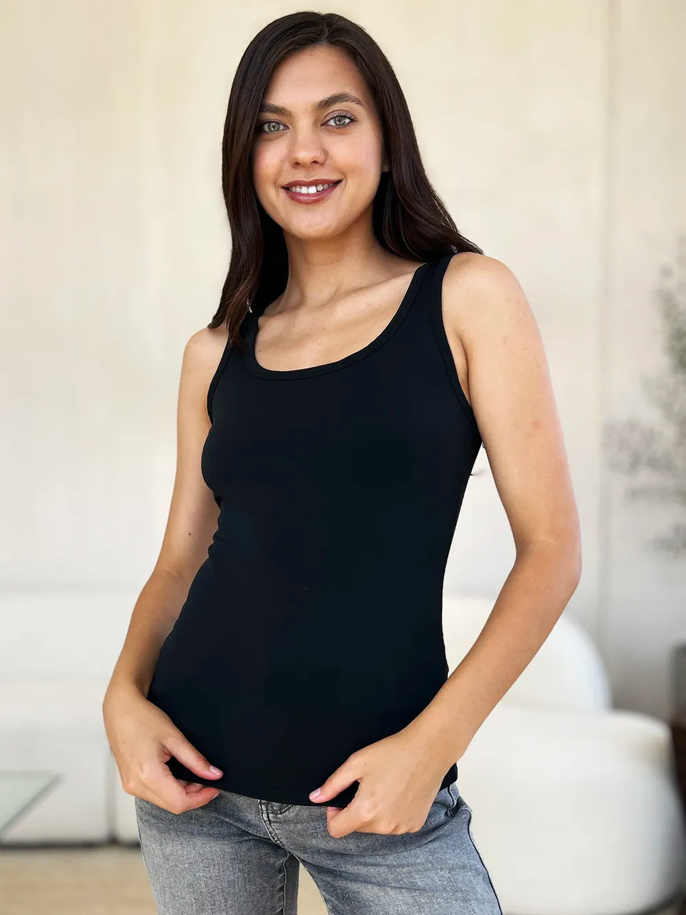 Basic Bae Full Size Square Neck Wide Strap Tank - LoveNest Treasures