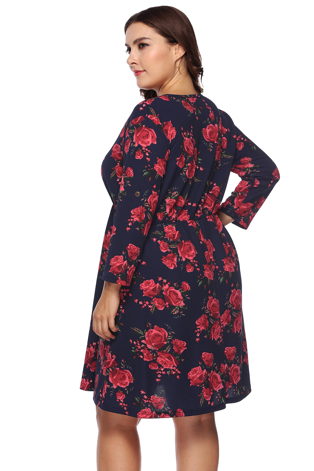 Plus Size Floral Print Half Zip Up Dress - LoveNest Treasures