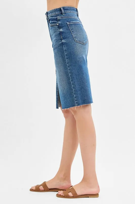 RISEN Full Size High Rise Front Slit Pencil Skirts Plus Size - LoveNest Treasures