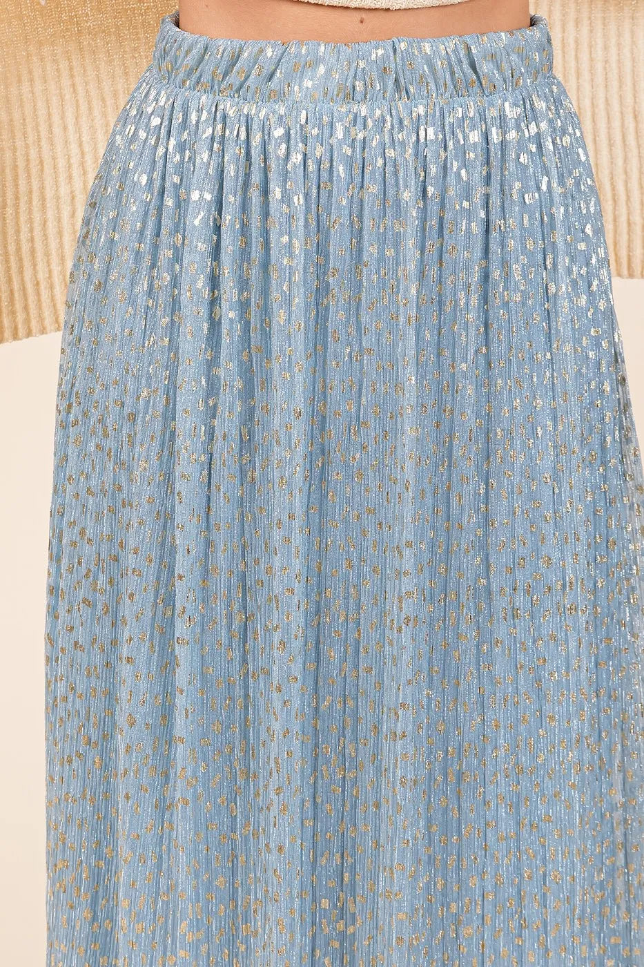Mittoshop Metallic Glitter Speckle Print Elastic Midi Skirt - LoveNest Treasures