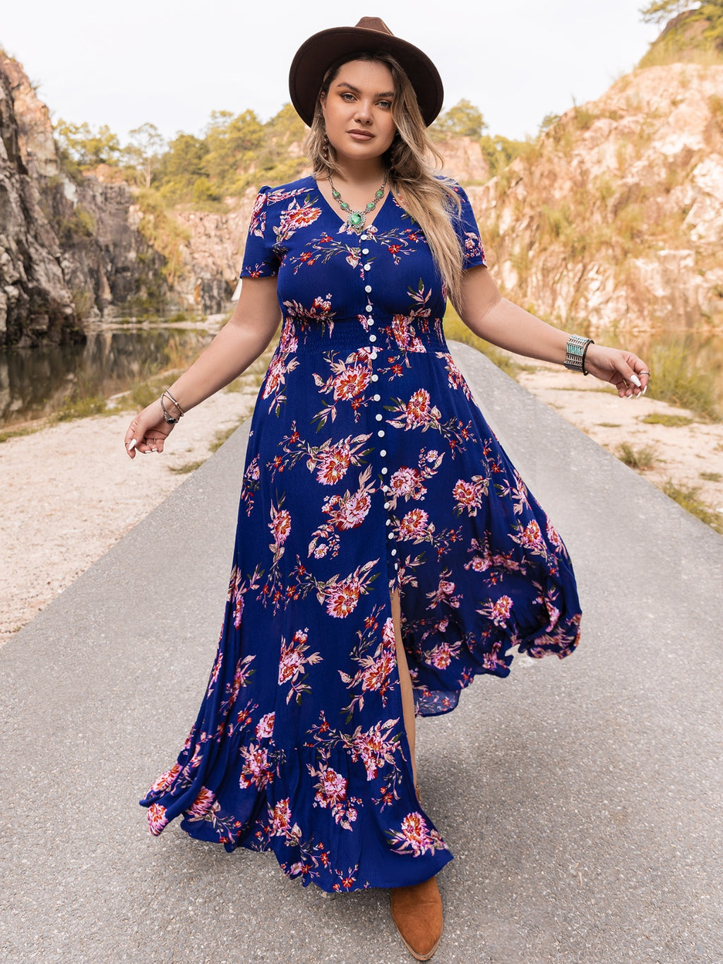 Plus Size V-Neck Maxi Dress - LoveNest Treasures