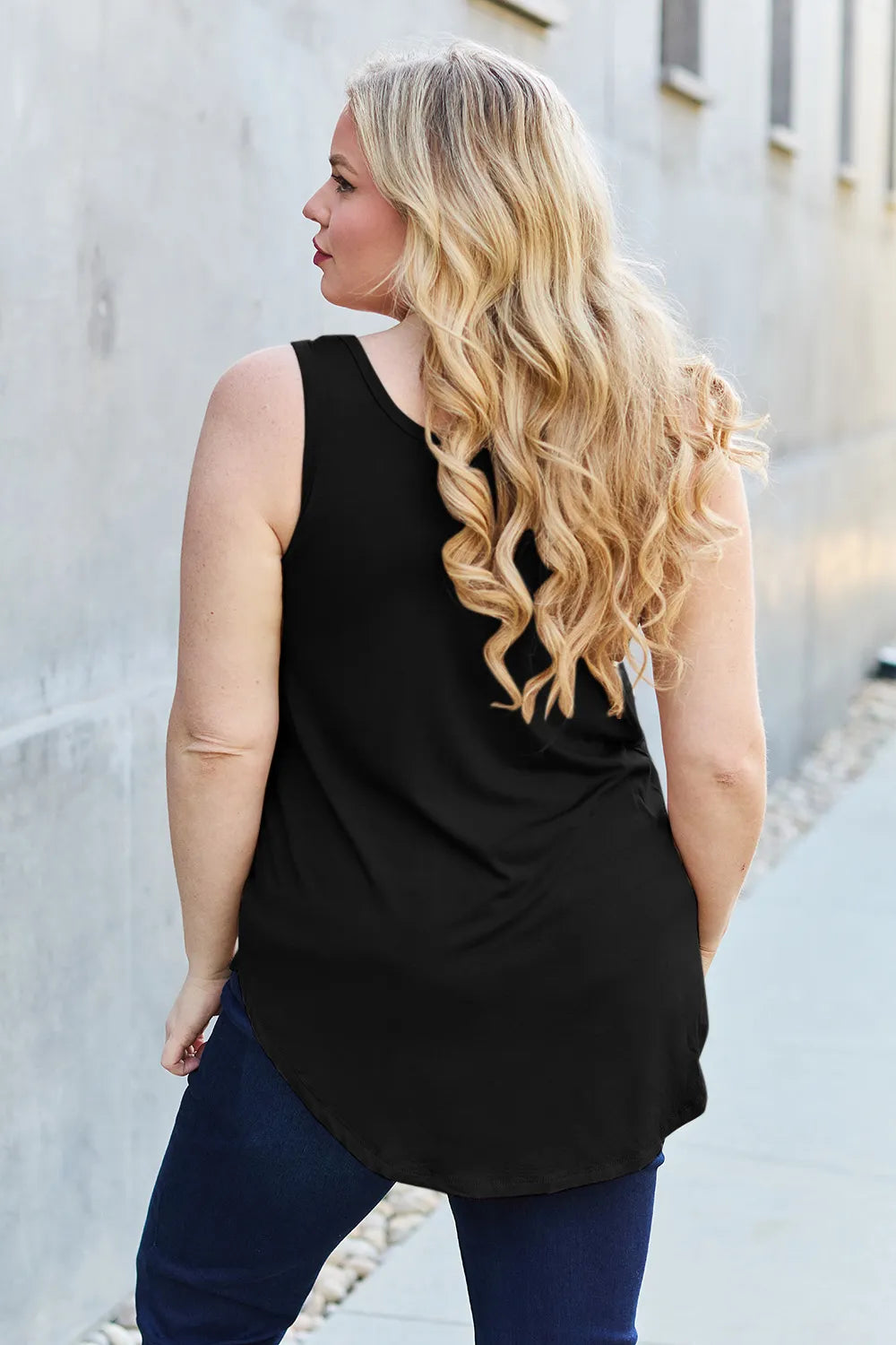 Basic Bae Full Size Round Neck Curved Hem Tank - LoveNest Treasures
