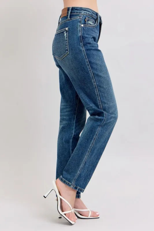 Judy Blue Full Size High Waisted Rigid Magic Non-destroy Straight Leg Jeans Plus Size - LoveNest Treasures