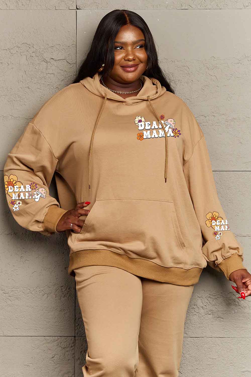 Simply Love Simply Love Full Size DEAR MAMA Flower Graphic Hoodie - LoveNest Treasures