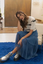 Annie Wear Striped Bow Round Neck Knit Top - LoveNest Treasures
