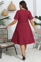 Plus Size Round Neck Openwork Dress - LoveNest Treasures