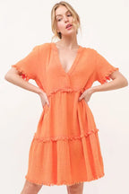 And The Why Washed Frayed Detail Tiered Dress - LoveNest Treasures