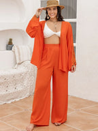 Plus Size Lace Detail Long Sleeve Top and Pants Set - LoveNest Treasures