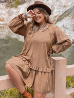 Plus Size Dot Flounce Sleeve Mini Dress - LoveNest Treasures