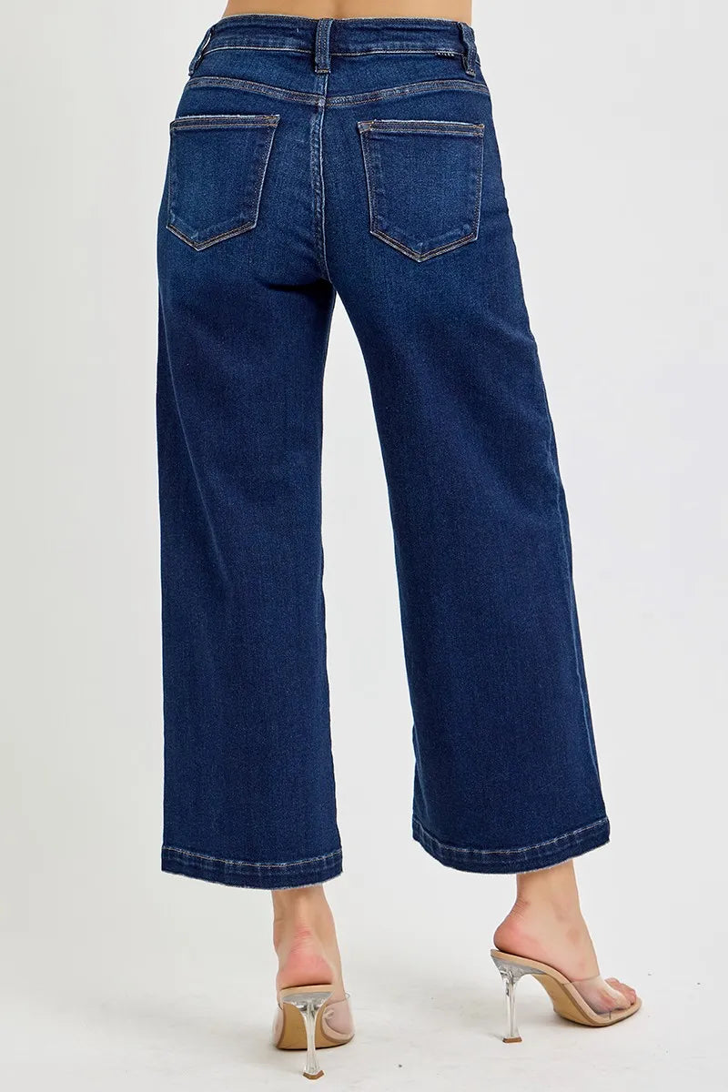 RISEN High Rise Crop Wide Jeans - LoveNest Treasures